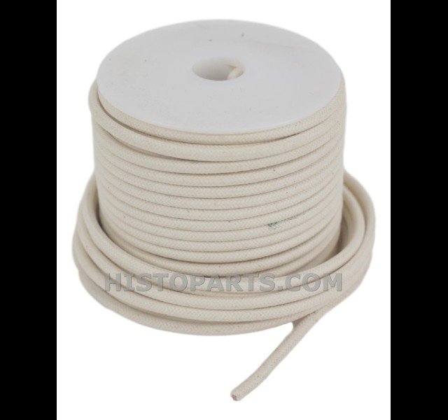 Katoen omweven stroomkabel 3.3 mm2. Kleur: Wit
