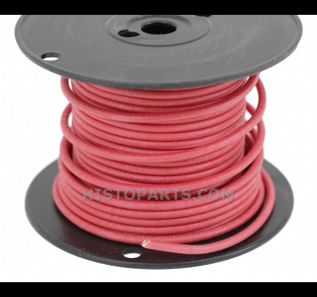 Katoen omweven stroomkabel 5 mm2. Kleur: Rood