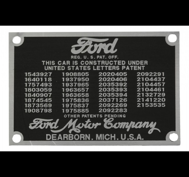 Ford Patent plaatje 1940-48