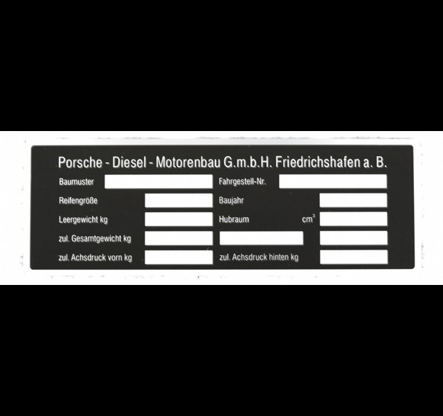 Porsche typeplaatje