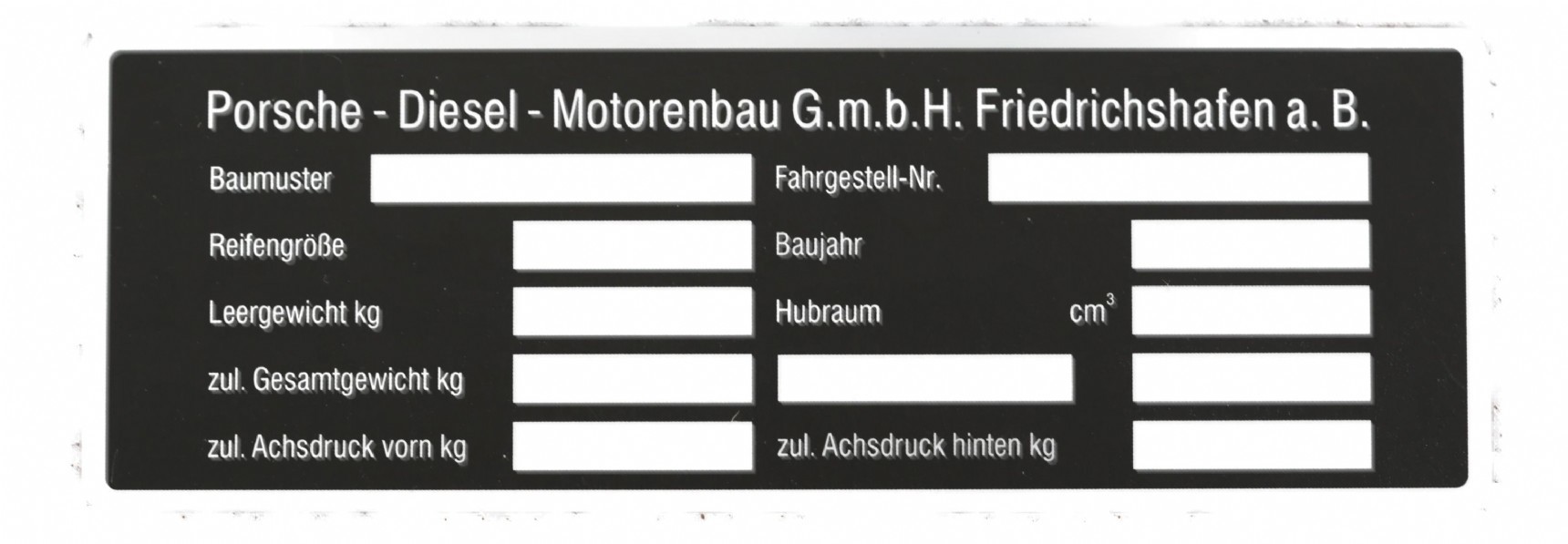 Porsche typeplaatje
