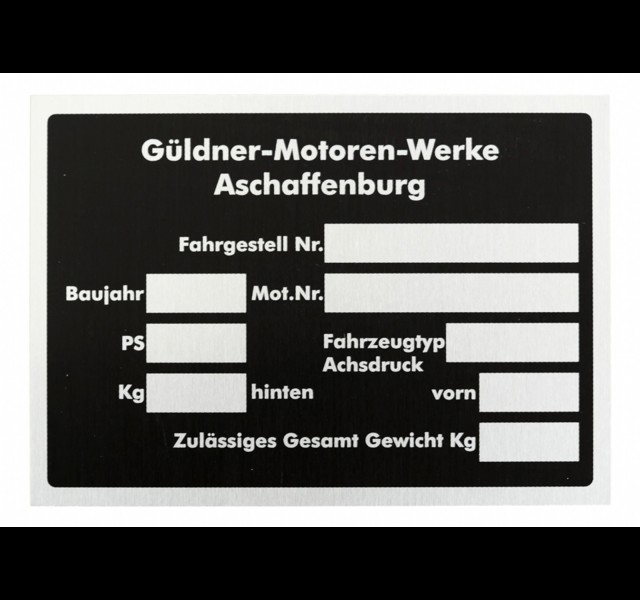 Guldner serienummer plaatje 
