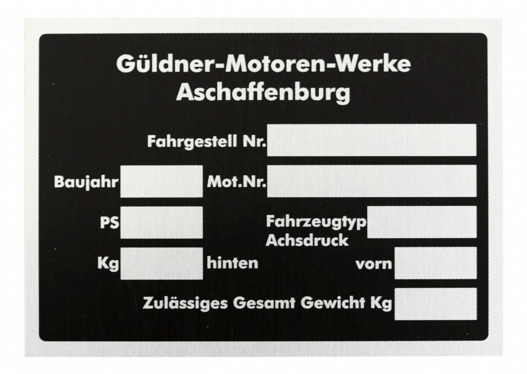 Guldner serienummer plaatje 