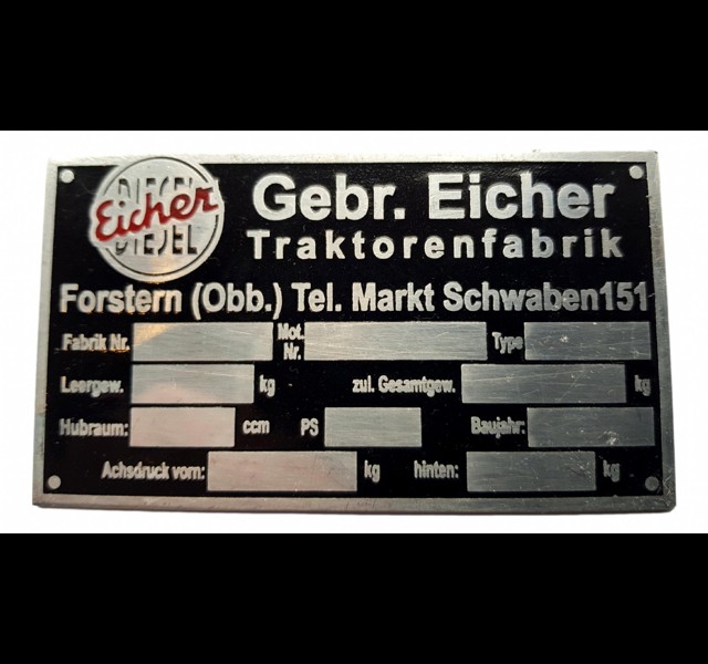 Eicher serial number plate