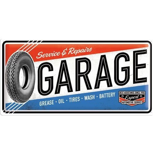 Garage, Metalen werkplaatsbord 