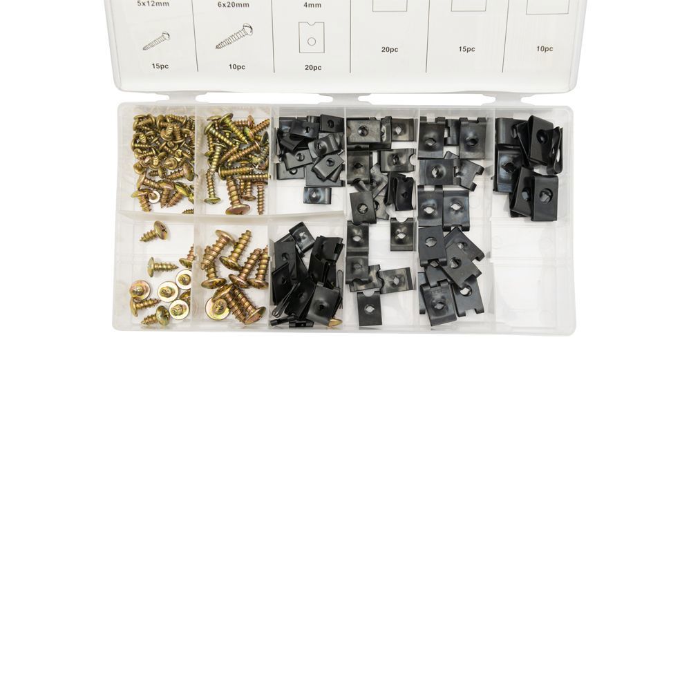 Plaatmoer en schroef assortiment. 170 delig 