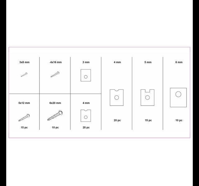 Slotted screw and U-Clip assortment box Histoparts