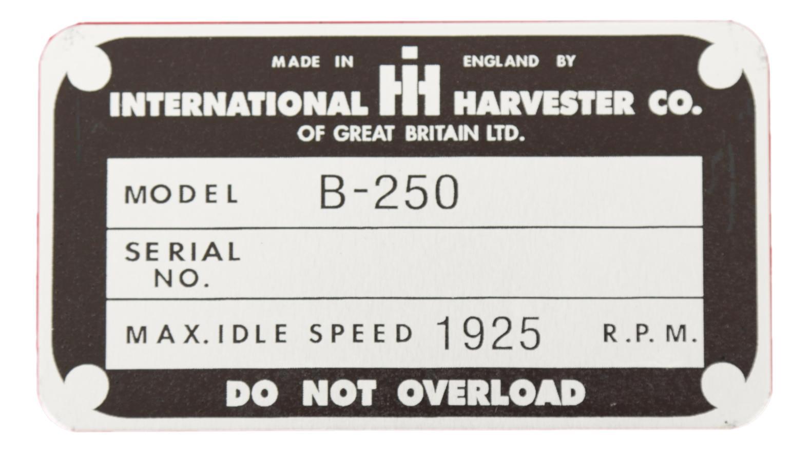 Typeplaatje International B250