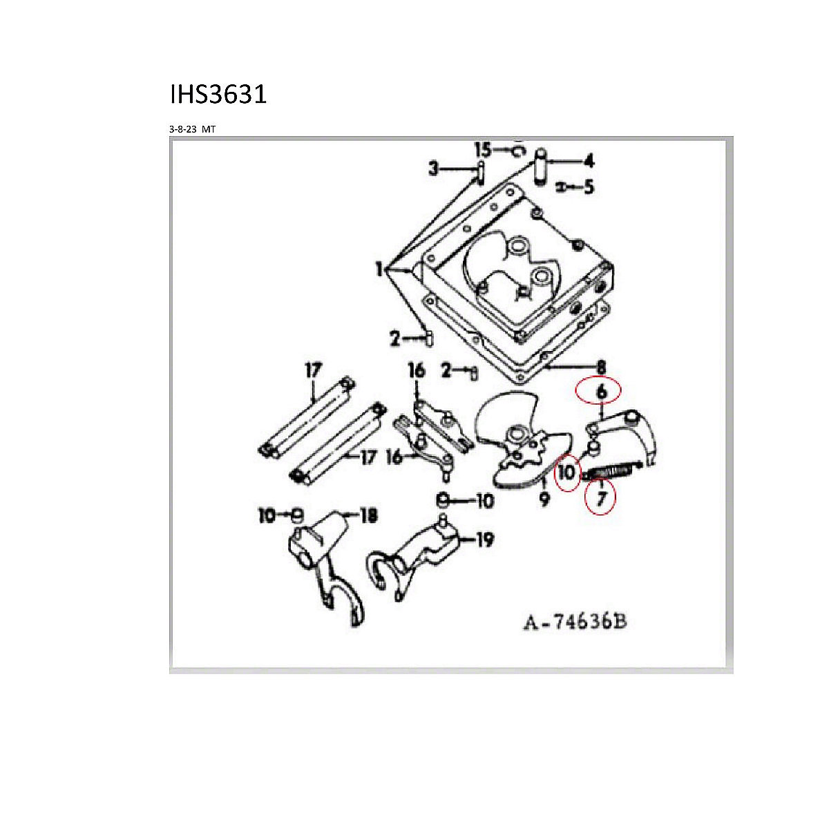 Schakel arm reparatie set International Histoparts