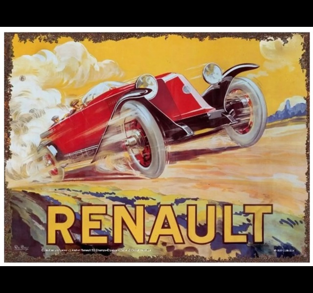 Renault aquarelle, metal wall sign