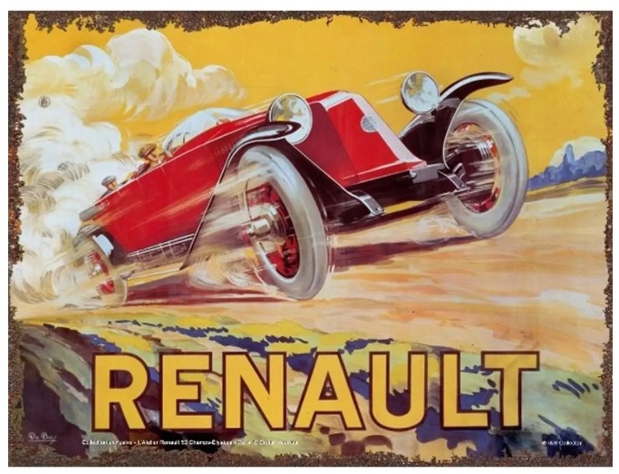 Renault aquarelle, metal wall sign