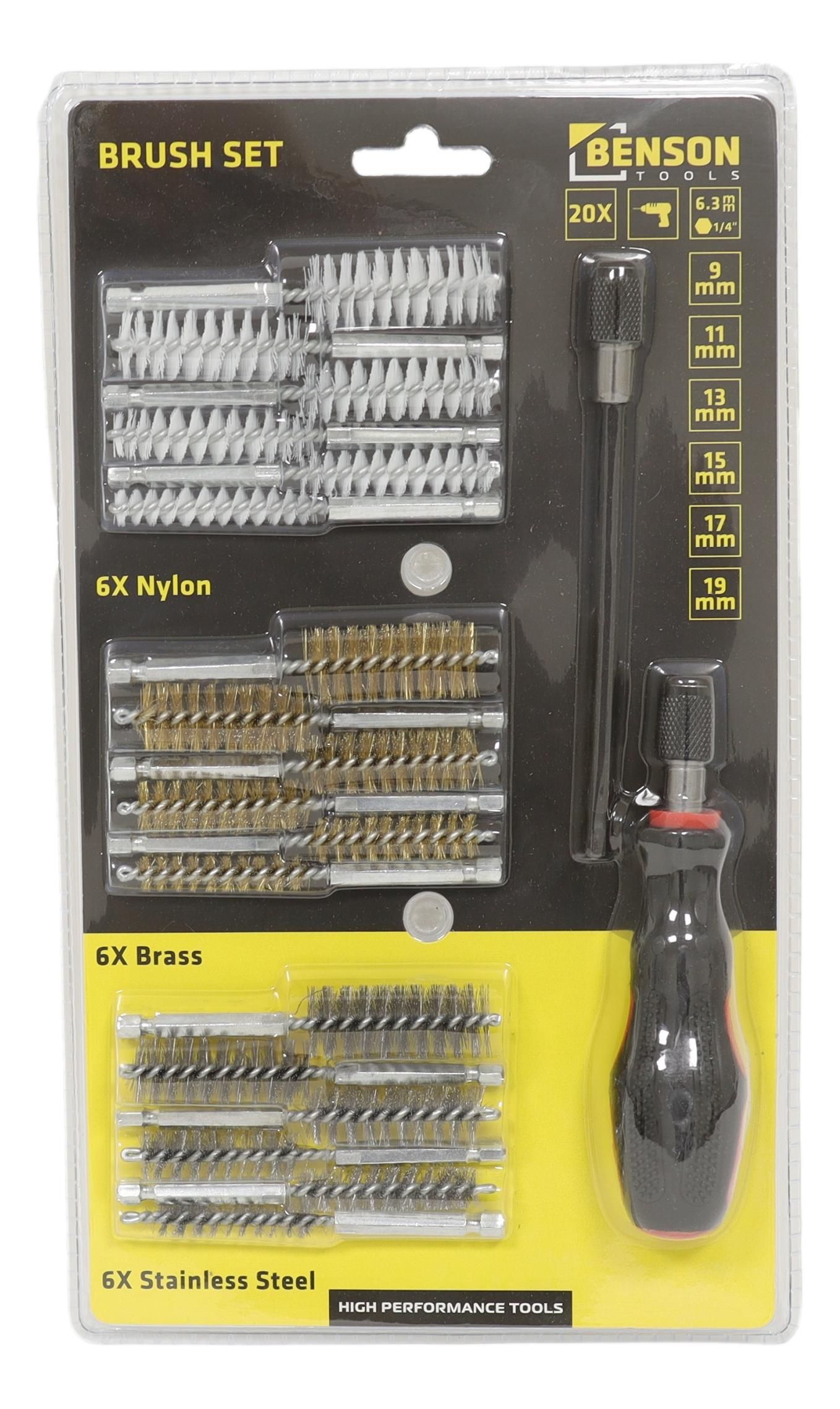 20-piece brush set (nylon/steel/brass) Histoparts