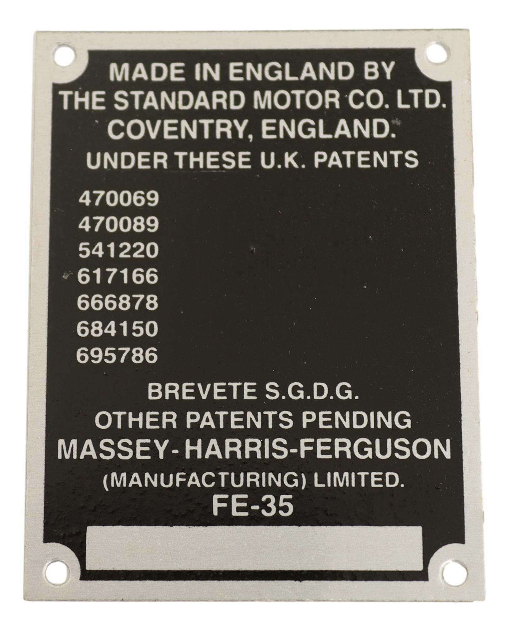 FE35 Commision Plate, 7 Patents