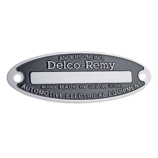 Delco Remy typeplaatje voor 6 volt dynamo of startmotor