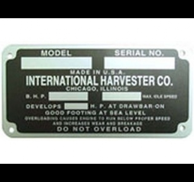 Serienummerplaat Farmall F12, F14, F20, F30, W30, W40