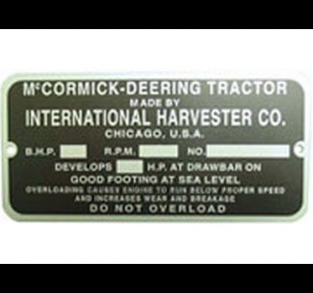 Serial number tag Deering 10-20
