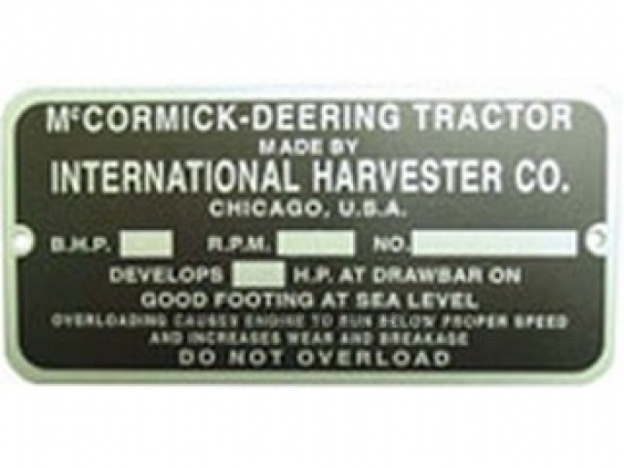 Serial number tag Deering 10-20