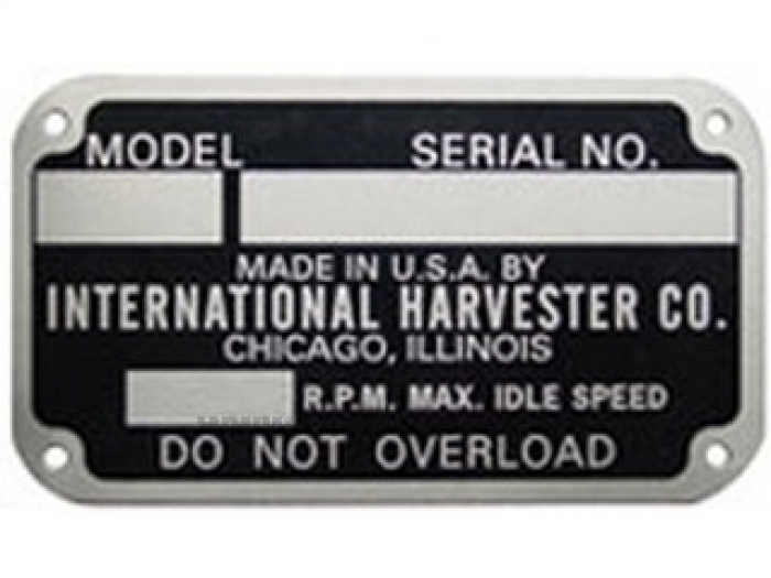 Serienummerplaat Farmall Cub, A, B, C, H & M 1939-49