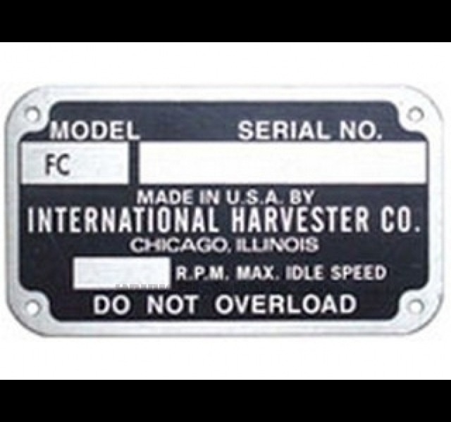 Serienummerplaat Farmall C 1939-49