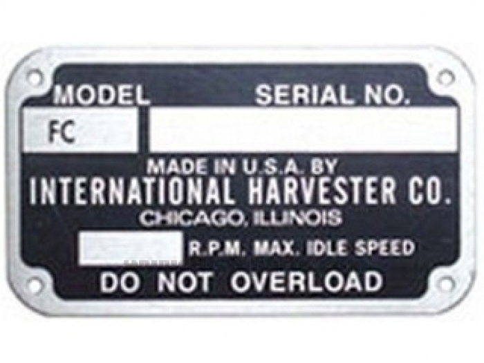 Serienummerplaat Farmall C 1939-49